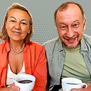 Alternative view of Hilarious cartoon pop-art style portrait | Amusing bright couple picture | A unique depiction of you | A surprise gift