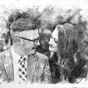 Alternative view of Stylish cartoon person portrait | Vivacious couple picture | Memorial Family portrait | Unique Canvas Print